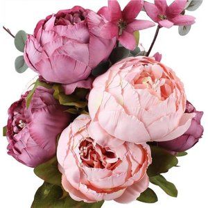 Fake Flowers Vintage Artificial Peony Silk Flowers Wedding Home Decoration